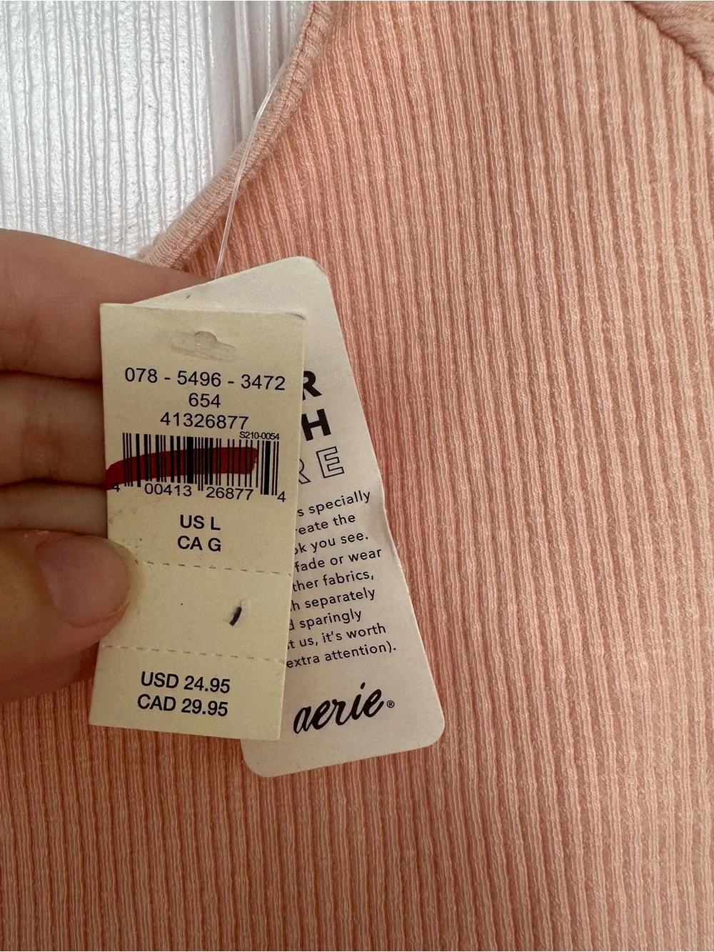 aerie Ribbed Cap Sleeve Top in Pale Peach